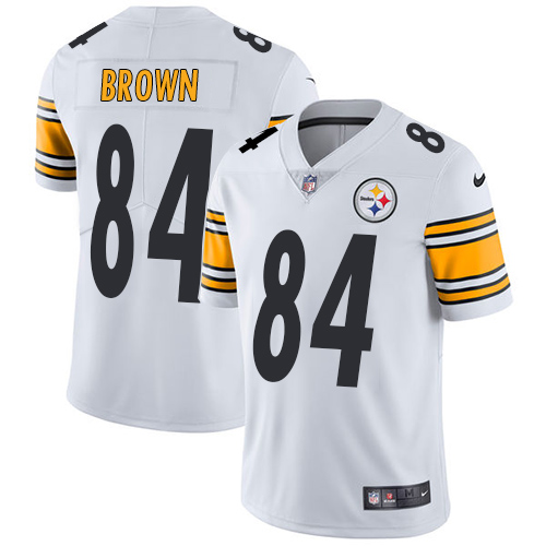 Nike Steelers #84 Antonio Brown White Men's Stitched NFL Vapor Untouchable Limited Jersey - Click Image to Close